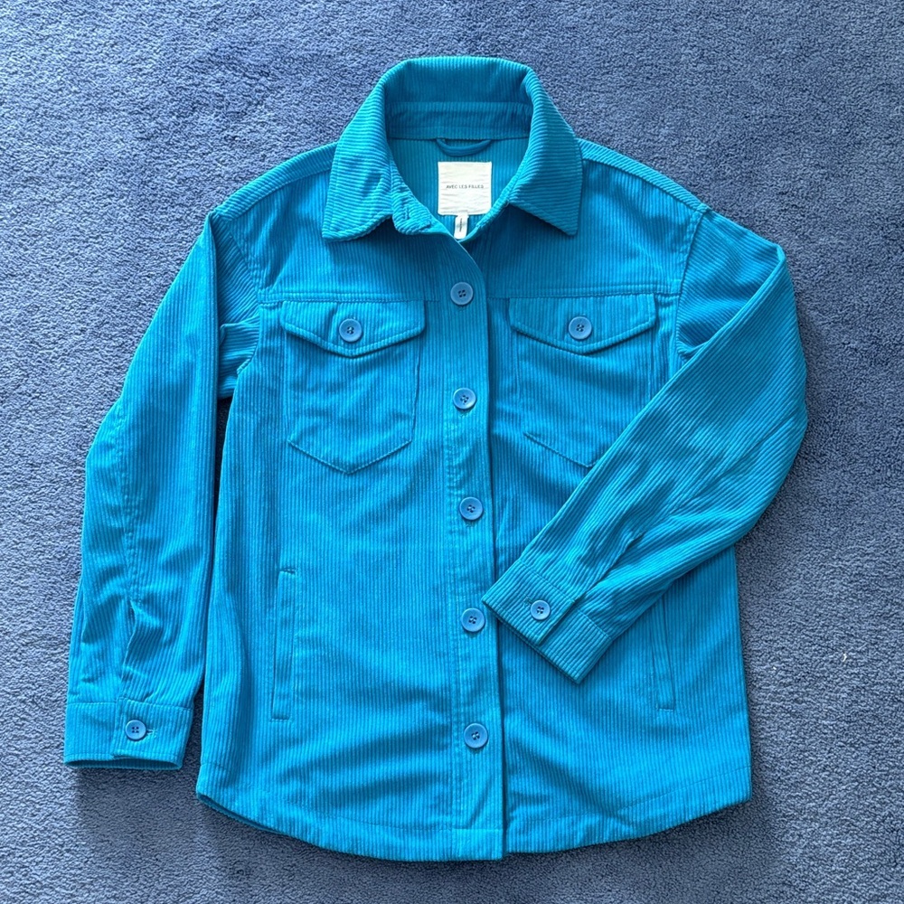 Avec Les Filles Vibrant Blue Corduroy Shirt Jacket